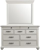 EMERSEN White 62" x 80" Height Dresser & Mirror with Jewelry Drawers