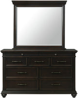 EMERSEN Antique Black 62" x 80" Height Dresser & Mirror with Jewelry Drawers