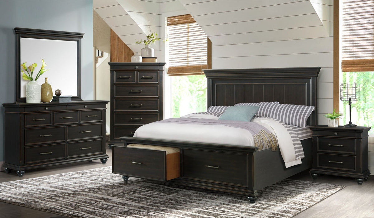 EMERSEN Antique Black 62" x 38" Height Dresser with Jewelry Drawers