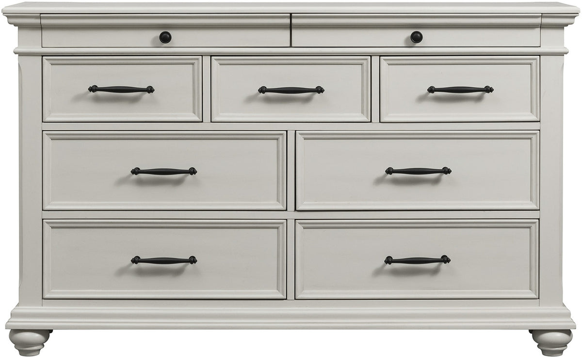 EMERSEN White 62" x 38" Height Dresser with Jewelry Drawers