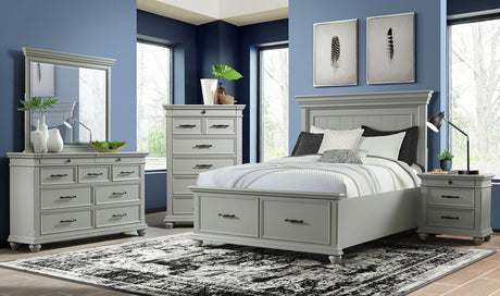 EMERSEN Gray 62" x 80" Height Dresser & Mirror with Jewelry Drawers