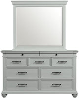EMERSEN Gray 62" x 80" Height Dresser & Mirror with Jewelry Drawers