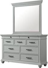 EMERSEN Gray 62" x 80" Height Dresser & Mirror with Jewelry Drawers