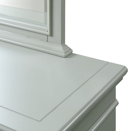 EMERSEN Gray 62" x 80" Height Dresser & Mirror with Jewelry Drawers