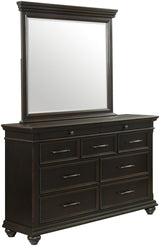 EMERSEN Antique Black 62" x 80" Height Dresser & Mirror with Jewelry Drawers