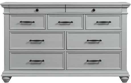 EMERSEN Gray 62" x 80" Height Dresser & Mirror with Jewelry Drawers