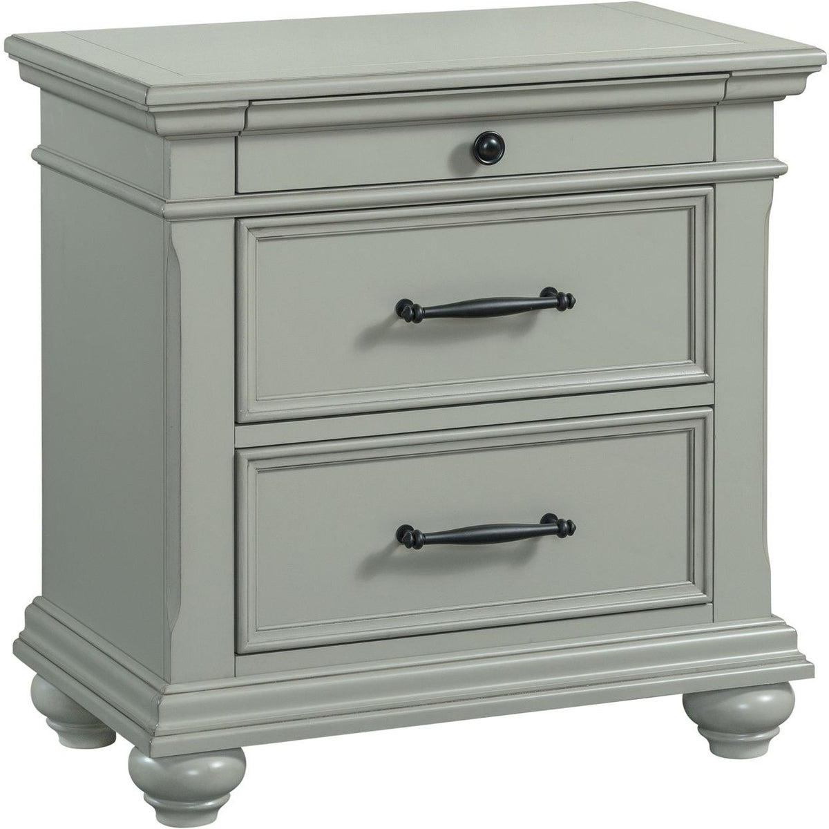 EMERSEN Gray 28" x 28" Nightstand with Jewelry Drawer