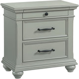 EMERSEN Gray 28" x 28" Nightstand with Jewelry Drawer