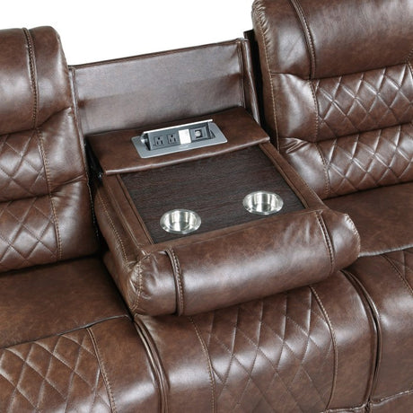 EMPEROR Brown Suede Reclining Sofa & Loveseat