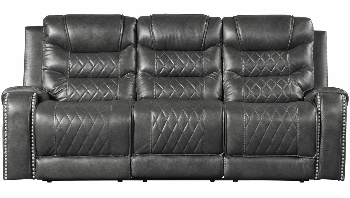 EMPEROR Gray Suede Reclining Sofa & Loveseat