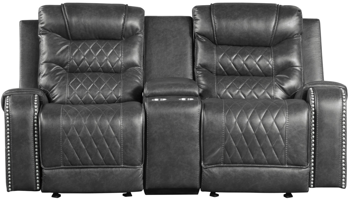EMPEROR Gray Suede Reclining Sofa & Loveseat