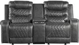 EMPEROR Gray Suede Reclining Sofa & Loveseat