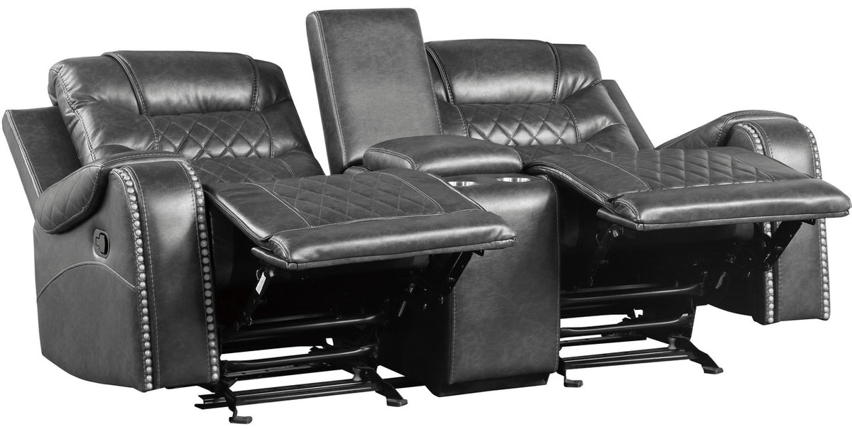 EMPEROR Gray Suede Reclining Sofa & Loveseat
