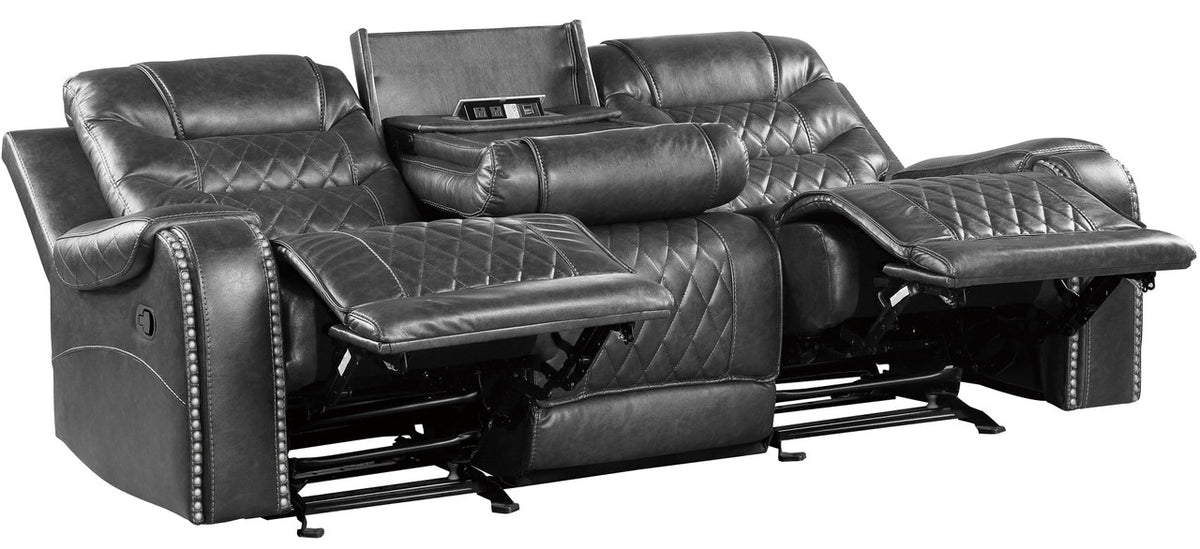 EMPEROR Gray Suede Reclining Sofa & Loveseat