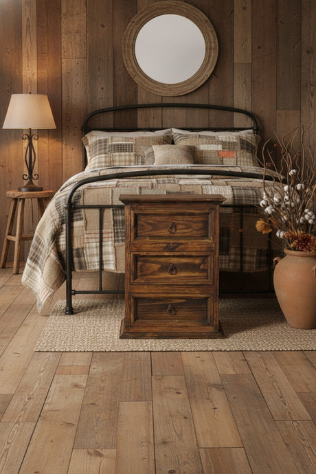 ERASMO Brown 16" Wide x 27" Height 3-Drawer Nightstand