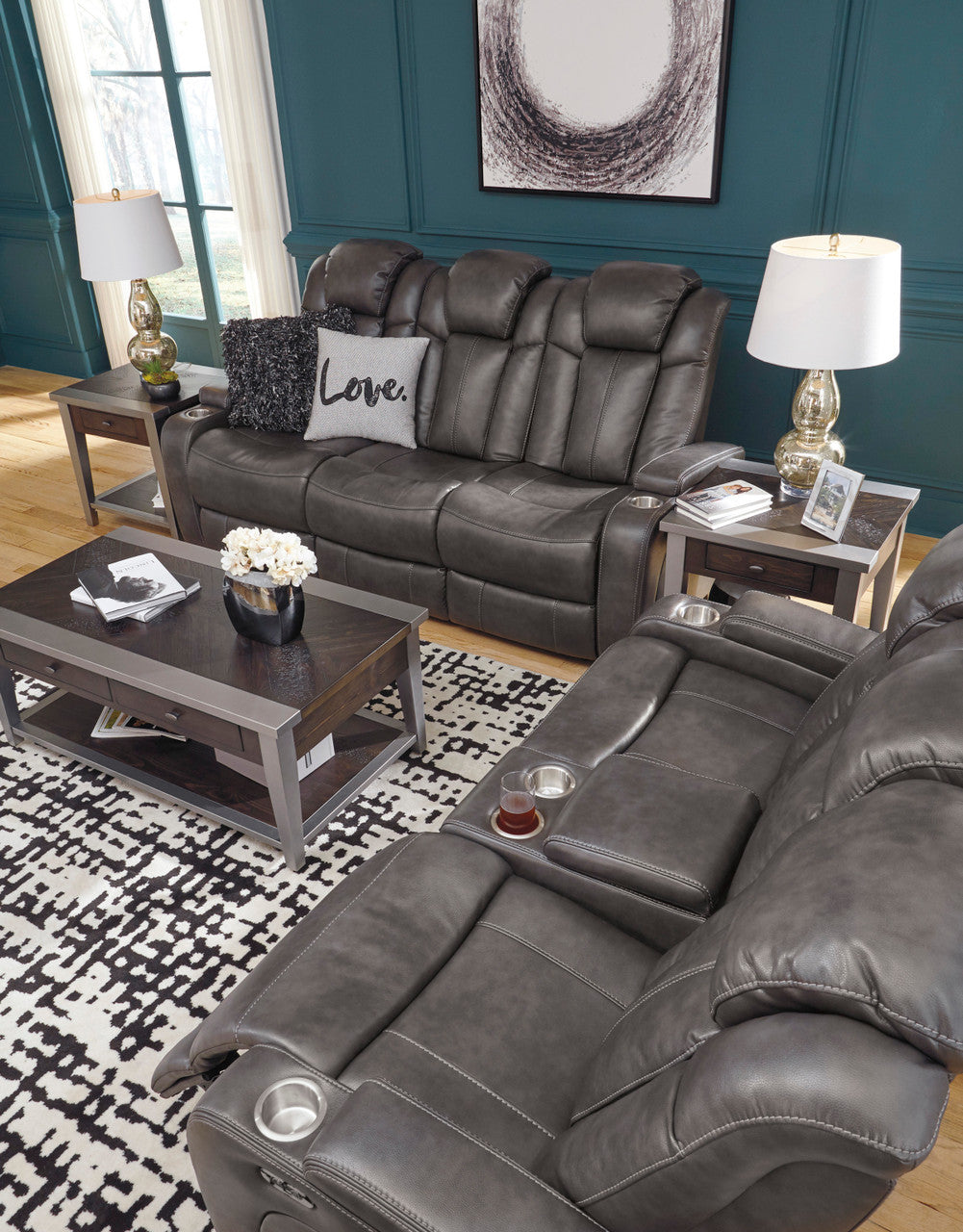 ERIKSON Gray 71" Wide Power Reclining Loveseat