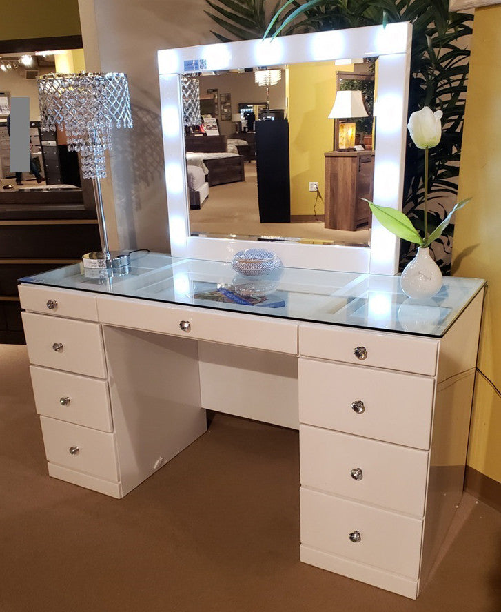 ESVETT Glossy White 57" Wide Vanity