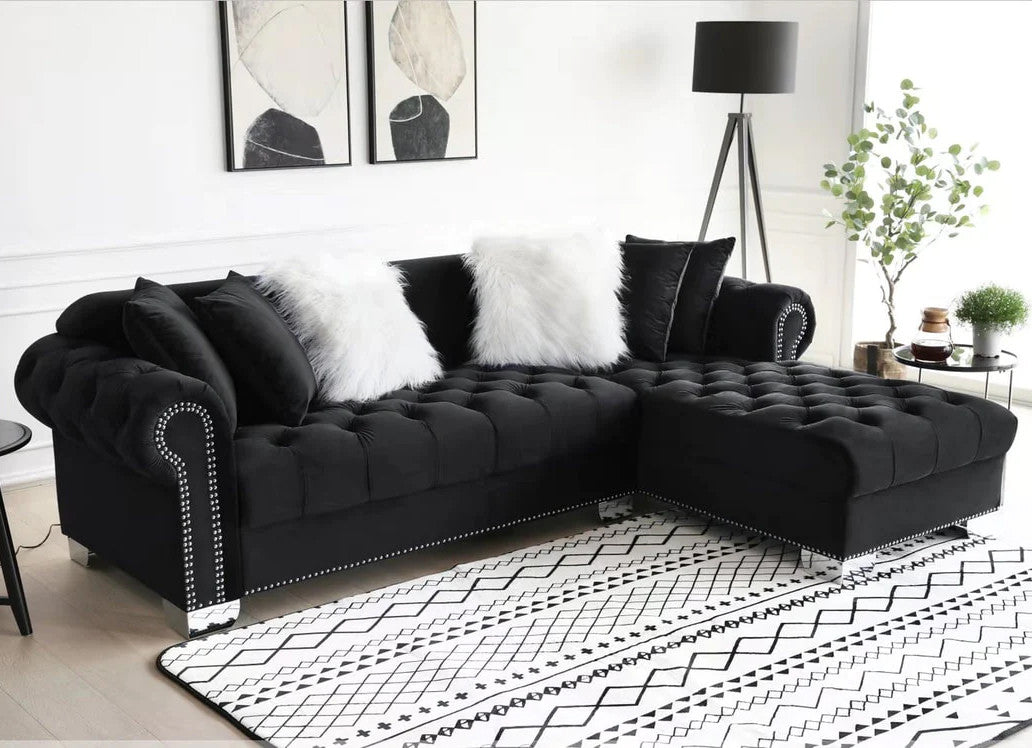 ETERNA Black Velvet 101" Wide Sectional