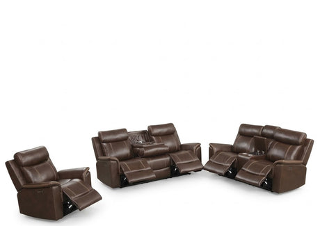 EVERETT Brown Power Reclining Sofa & Loveseat
