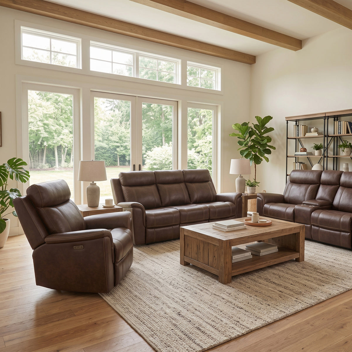 EVERETT Brown Power Reclining Sofa & Loveseat