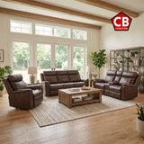 EVERETT Brown Power Reclining Sofa & Loveseat