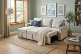 EVERLAND Beige 82" Wide Sectional with Pull-Out Sleeper