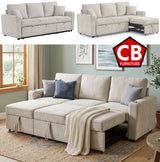 EVERLAND Beige 82" Wide Sectional with Pull-Out Sleeper