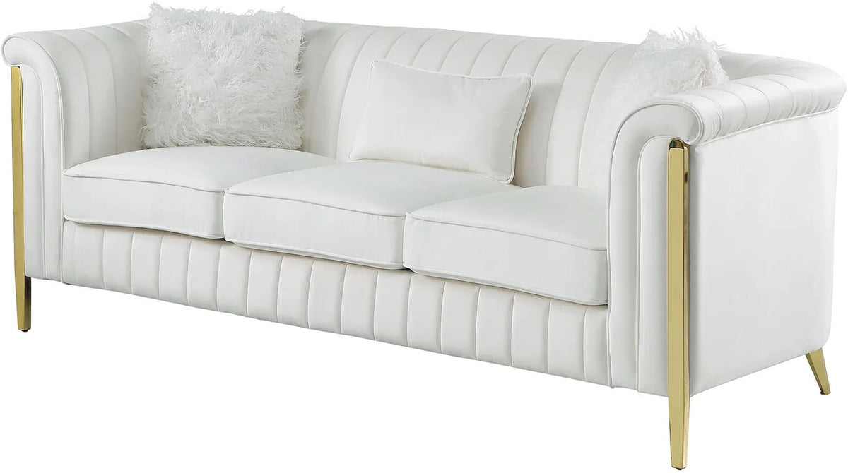 EZBETT Cream Velvet & Gold Sofa & Loveseat