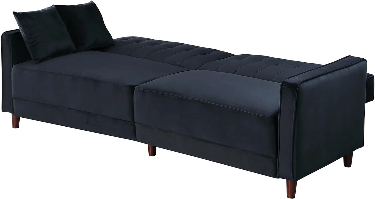 EZBIETA Black Velvet Sofa Bed & Loveseat Bed (RTA)