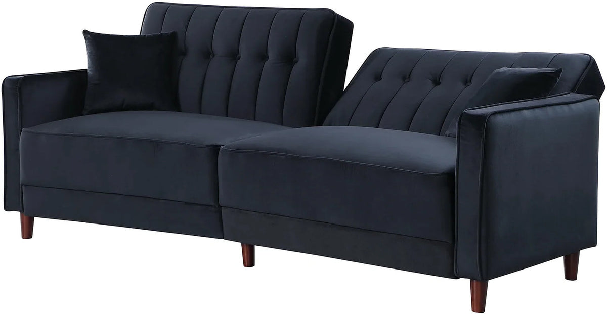 EZBIETA Black Velvet Sofa Bed & Loveseat Bed (RTA)
