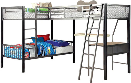 EZRA L-Shaped Triple Twin Bunk Bed