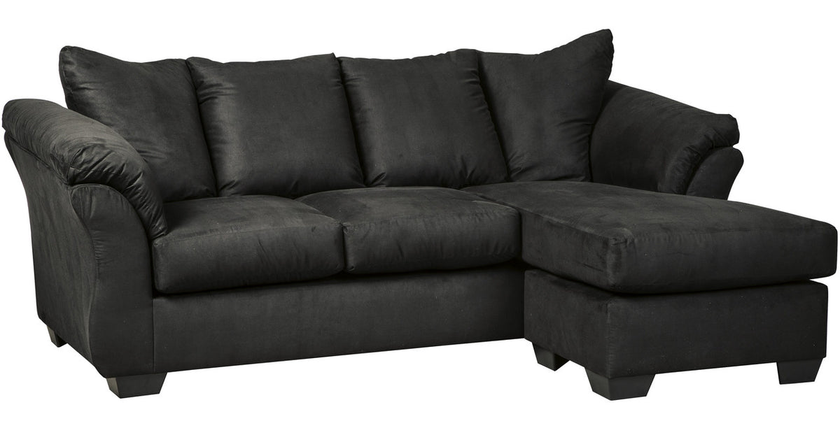 EDELINE Black Microfiber Reversible Sofa Chaise & Loveseat