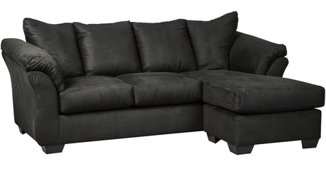 EDELINE Black Microfiber Reversible Sofa Chaise & Loveseat