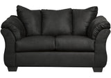 EDELINE Black Microfiber 87" Wide Loveseat