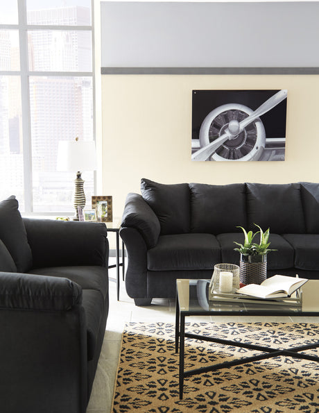 EDELINE Black Microfiber Sofa & Loveseat