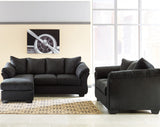 EDELINE Black Microfiber Reversible Sofa Chaise & Loveseat
