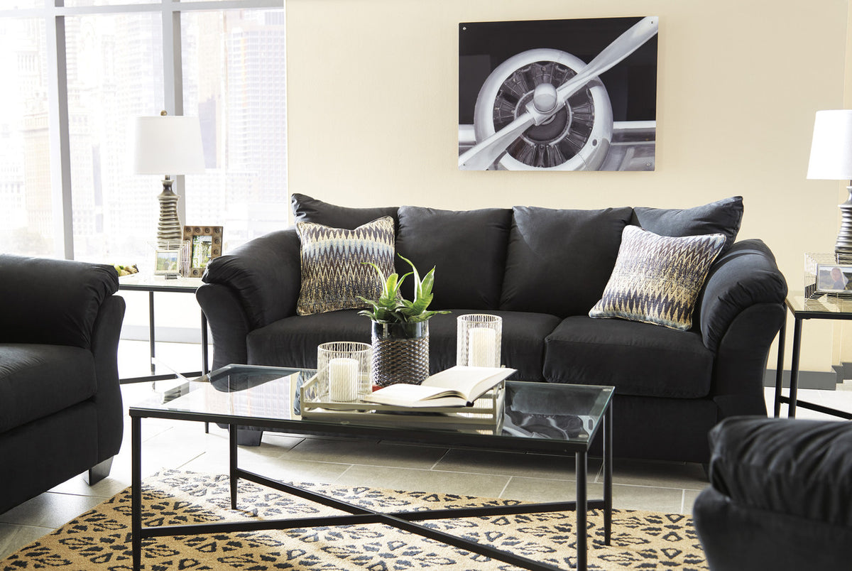 EDELINE Black Microfiber Sofa & Loveseat