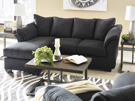 EDELINE Black Microfiber Reversible Sofa Chaise & Loveseat