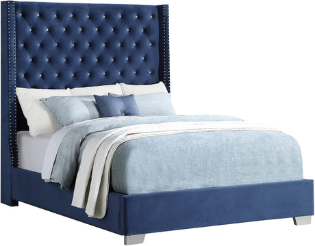 ELEINA Blue Velvet 72" Height Bed