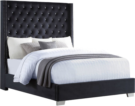 ELEINA Black Velvet 72" Height Bed