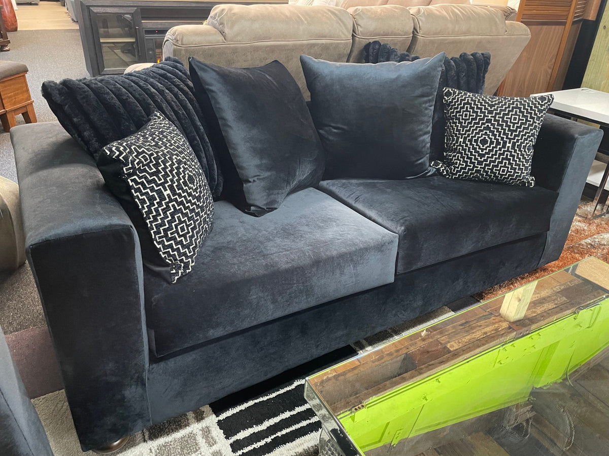 HOLDEN Black Velvet Sofa & Loveseat