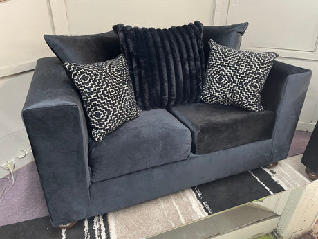 HOLDEN Black Velvet Sofa & Loveseat