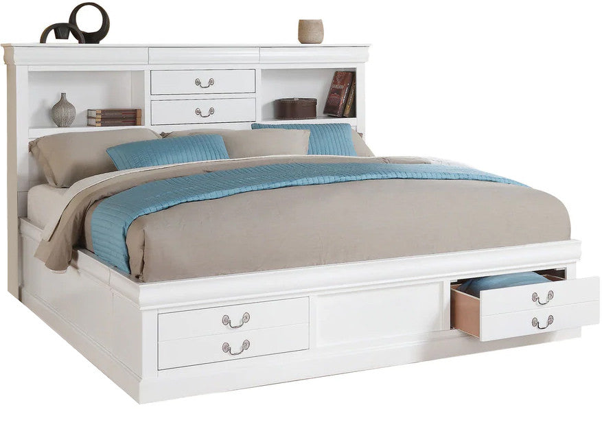 ELROID White Storage Platform Bed