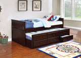 EMBRY Cappuccino Trundle Bed with Drawers