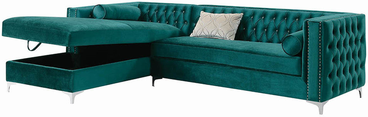 EMILY Teal 107" Wide Sectional with Hidden Storage