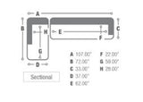 EMILY Silver 107" Wide Sectional with Hidden Storage