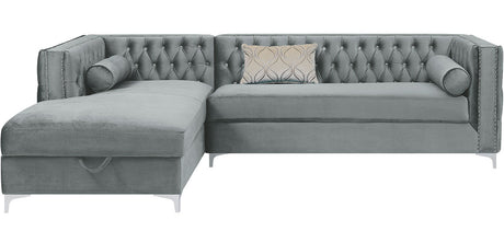 EMILY Silver 107" Wide Sectional with Hidden Storage