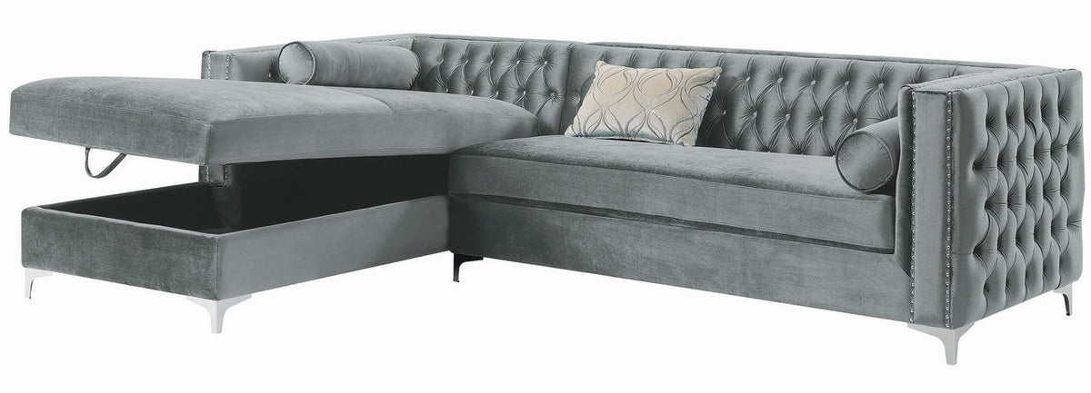 EMILY Silver 107" Wide Sectional with Hidden Storage