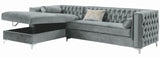 EMILY Silver 107" Wide Sectional with Hidden Storage