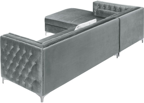 EMILY Silver 107" Wide Sectional with Hidden Storage